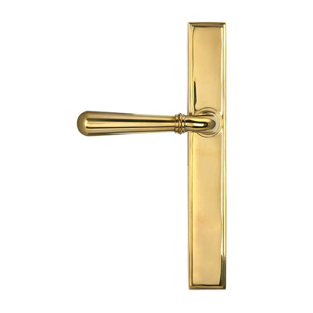 High quality images of the From The Anvil - Polished Brass Newbury Slimline Lever Espag. Latch Set | Sku. Anvil-52420 | available to order from Trade Door Handles, quick delivery at discounted prices.