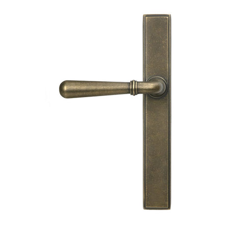 High quality images of the From The Anvil - Burnished Brass Newbury Slimline Lever Espag. Latch Set | Sku. Anvil-52421 | available to order from Trade Door Handles, quick delivery at discounted prices.