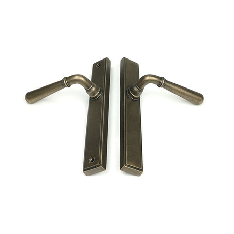 High quality images of the From The Anvil - Burnished Brass Newbury Slimline Lever Espag. Latch Set | Sku. Anvil-52421 | available to order from Trade Door Handles, quick delivery at discounted prices.