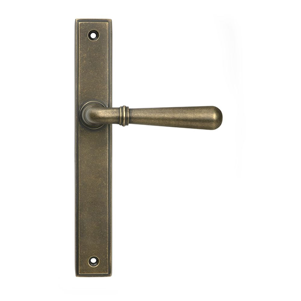 High quality images of the From The Anvil - Burnished Brass Newbury Slimline Lever Espag. Latch Set | Sku. Anvil-52421 | available to order from Trade Door Handles, quick delivery at discounted prices.