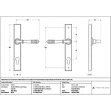 High quality images of the From The Anvil - Satin Brass Reeded Slimline Lever Espag. Lock Set | Sku. Anvil-52424 | available to order from Trade Door Handles, quick delivery at discounted prices.