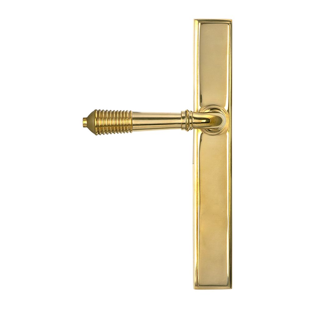 High quality images of the From The Anvil - Polished Brass Reeded Slimline Lever Latch Set | Sku. Anvil-52425 | available to order from Trade Door Handles, quick delivery at discounted prices.