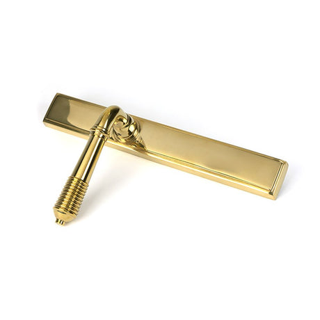 High quality images of the From The Anvil - Polished Brass Reeded Slimline Lever Latch Set | Sku. Anvil-52425 | available to order from Trade Door Handles, quick delivery at discounted prices.