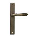 High quality images of the From The Anvil - Burnished Brass Reeded Slimline Lever Latch Set | Sku. Anvil-52426 | available to order from Trade Door Handles, quick delivery at discounted prices.