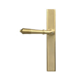 High quality images of the From The Anvil - Satin Brass Reeded Slimline Lever Latch Set | Sku. Anvil-52427 | available to order from Trade Door Handles, quick delivery at discounted prices.