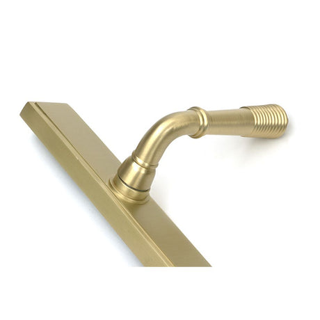 High quality images of the From The Anvil - Satin Brass Reeded Slimline Lever Latch Set | Sku. Anvil-52427 | available to order from Trade Door Handles, quick delivery at discounted prices.