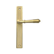 High quality images of the From The Anvil - Satin Brass Reeded Slimline Lever Latch Set | Sku. Anvil-52427 | available to order from Trade Door Handles, quick delivery at discounted prices.