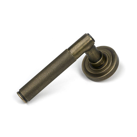 High quality images of the From The Anvil - Burnished Brass Brompton Lever on Rose Set (Art Deco) | Sku. Anvil-52434 | available to order from Trade Door Handles, quick delivery at discounted prices.