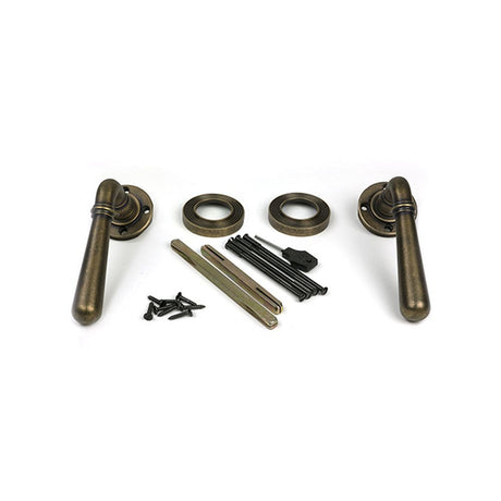 High quality images of the From The Anvil - Burnished Brass Newbury Lever on Rose Set (Beehive) | Sku. Anvil-52439 | available to order from Trade Door Handles, quick delivery at discounted prices.