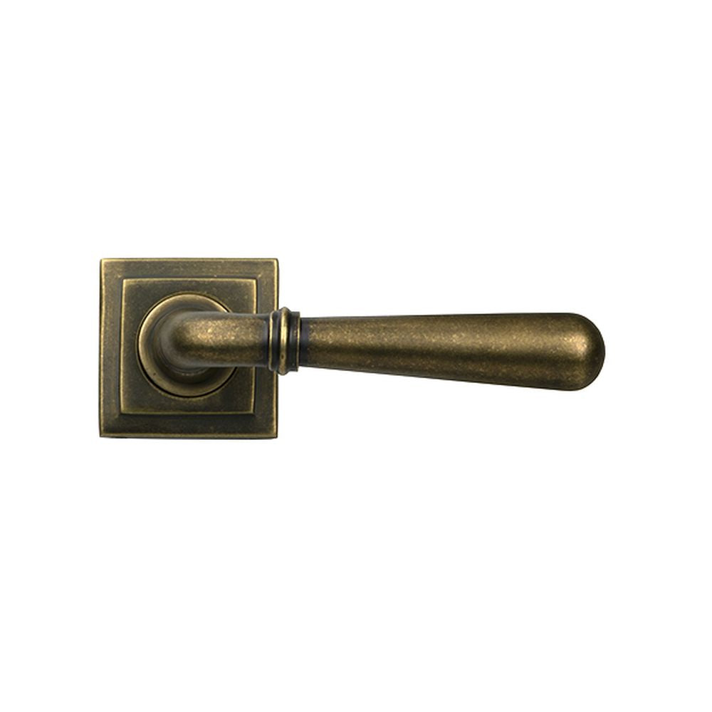 High quality images of the From The Anvil - Burnished Brass Newbury Lever on Rose Set (Square) | Sku. Anvil-52440 | available to order from Trade Door Handles, quick delivery at discounted prices.