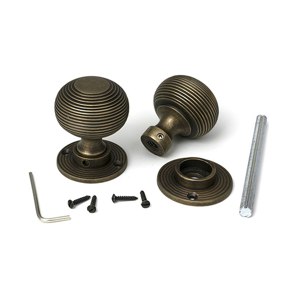 High quality images of the From The Anvil - Burnished Brass Heavy Beehive Mortice/Rim Knob Set | Sku. Anvil-52442 | available to order from Trade Door Handles, quick delivery at discounted prices.