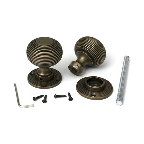 High quality images of the From The Anvil - Burnished Brass Heavy Beehive Mortice/Rim Knob Set | Sku. Anvil-52442 | available to order from Trade Door Handles, quick delivery at discounted prices.
