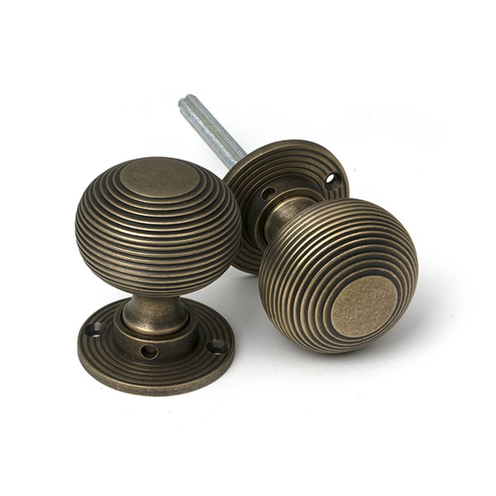 High quality images of the From The Anvil - Burnished Brass Heavy Beehive Mortice/Rim Knob Set | Sku. Anvil-52442 | available to order from Trade Door Handles, quick delivery at discounted prices.