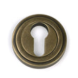 High quality images of the From The Anvil - Burnished Brass Round Euro Escutcheon (Art Deco) | Sku. Anvil-52448 | available to order from Trade Door Handles, quick delivery at discounted prices.