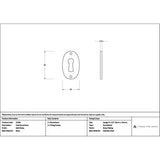 High quality images of the From The Anvil - Satin Brass Oval Escutcheon | Sku. Anvil-52456 | available to order from Trade Door Handles, quick delivery at discounted prices.