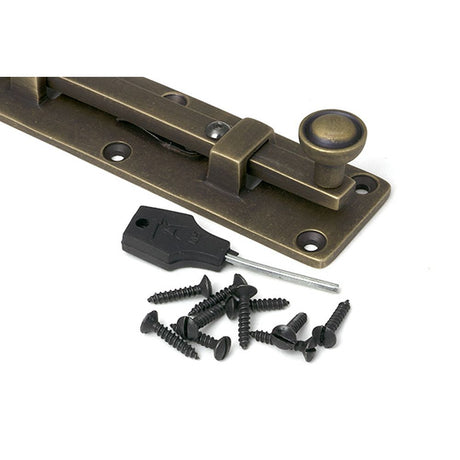 High quality images of the From The Anvil - Burnished Brass 6" Universal Bolt | Sku. Anvil-52460 | available to order from Trade Door Handles, quick delivery at discounted prices.