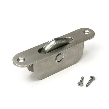 High quality images of the From The Anvil - Satin Marine SS (316) Radiused Sash Pulley 75kg | Sku. Anvil-52485 | available to order from Trade Door Handles, quick delivery at discounted prices.