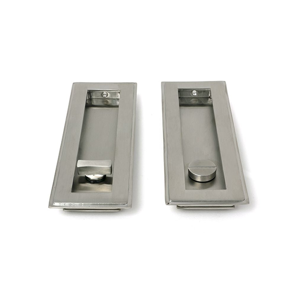 High quality images of the From The Anvil - Satin Marine SS (316) 175mm Art Deco Rectangular Pull - Privacy Set | Sku. Anvil-52498 | available to order from Trade Door Handles, quick delivery at discounted prices.