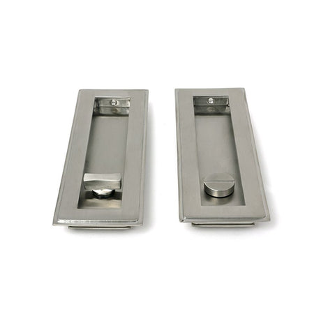 High quality images of the From The Anvil - Satin Marine SS (316) 175mm Art Deco Rectangular Pull - Privacy Set | Sku. Anvil-52498 | available to order from Trade Door Handles, quick delivery at discounted prices.