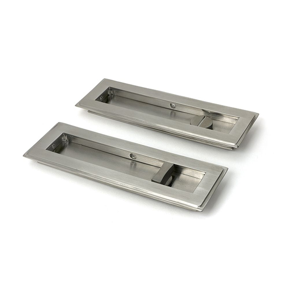 High quality images of the From The Anvil - Satin Marine SS (316) 175mm Art Deco Rectangular Pull - Privacy Set | Sku. Anvil-52498 | available to order from Trade Door Handles, quick delivery at discounted prices.