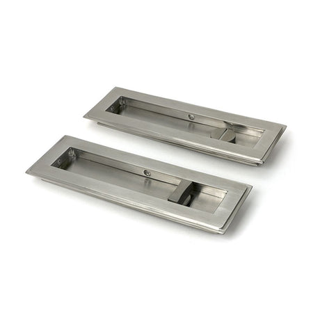 High quality images of the From The Anvil - Satin Marine SS (316) 175mm Art Deco Rectangular Pull - Privacy Set | Sku. Anvil-52498 | available to order from Trade Door Handles, quick delivery at discounted prices.