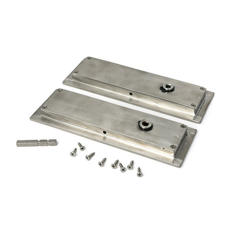 High quality images of the From The Anvil - Satin Marine SS (316) 175mm Plain Rectangular Pull - Privacy Set | Sku. Anvil-52502 | available to order from Trade Door Handles, quick delivery at discounted prices.