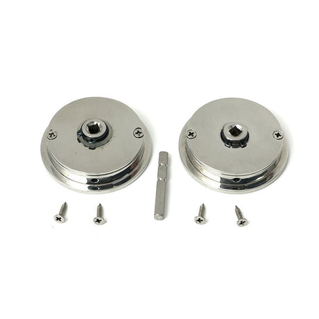 High quality images of the From The Anvil - Polished Marine SS (316) 60mm Art Deco Round Pull - Privacy Set | Sku. Anvil-52513 | available to order from Trade Door Handles, quick delivery at discounted prices.