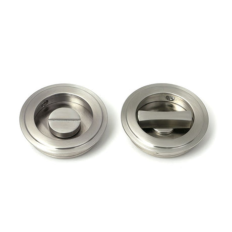 High quality images of the From The Anvil - Satin Marine SS (316) 60mm Art Deco Round Pull - Privacy Set | Sku. Anvil-52514 | available to order from Trade Door Handles, quick delivery at discounted prices.
