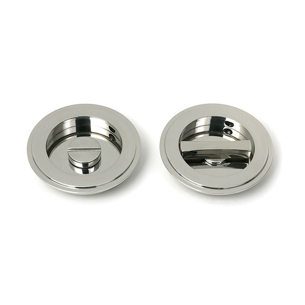 High quality images of the From The Anvil - Polished Marine SS (316) 75mm Art Deco Round Pull - Privacy Set | Sku. Anvil-52515 | available to order from Trade Door Handles, quick delivery at discounted prices.