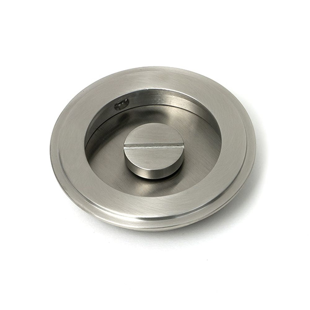 High quality images of the From The Anvil - Satin Marine SS (316) 75mm Art Deco Round Pull - Privacy Set | Sku. Anvil-52516 | available to order from Trade Door Handles, quick delivery at discounted prices.