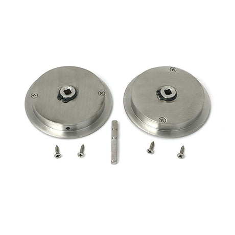 High quality images of the From The Anvil - Satin Marine SS (316) 75mm Art Deco Round Pull - Privacy Set | Sku. Anvil-52516 | available to order from Trade Door Handles, quick delivery at discounted prices.