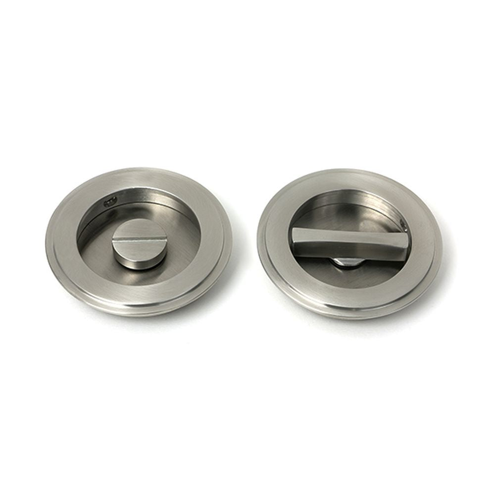 High quality images of the From The Anvil - Satin Marine SS (316) 75mm Art Deco Round Pull - Privacy Set | Sku. Anvil-52516 | available to order from Trade Door Handles, quick delivery at discounted prices.