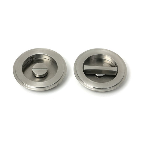 High quality images of the From The Anvil - Satin Marine SS (316) 75mm Art Deco Round Pull - Privacy Set | Sku. Anvil-52516 | available to order from Trade Door Handles, quick delivery at discounted prices.