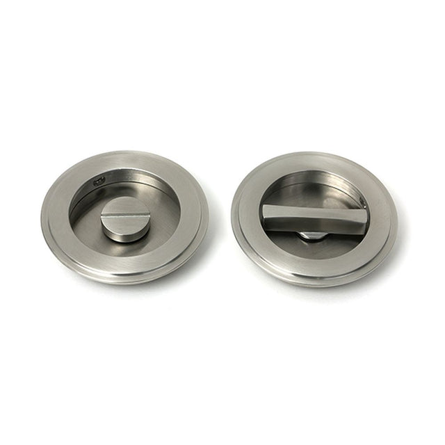 High quality images of the From The Anvil - Satin Marine SS (316) 75mm Art Deco Round Pull - Privacy Set | Sku. Anvil-52516 | available to order from Trade Door Handles, quick delivery at discounted prices.
