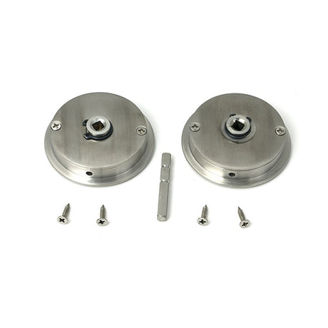 High quality images of the From The Anvil - Satin Marine SS (316) 60mm Plain Round Pull - Privacy Set | Sku. Anvil-52518 | available to order from Trade Door Handles, quick delivery at discounted prices.
