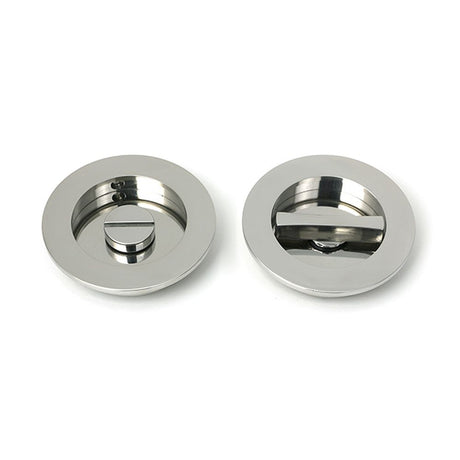 High quality images of the From The Anvil - Polished Marine SS (316) 75mm Plain Round Pull - Privacy Set | Sku. Anvil-52519 | available to order from Trade Door Handles, quick delivery at discounted prices.
