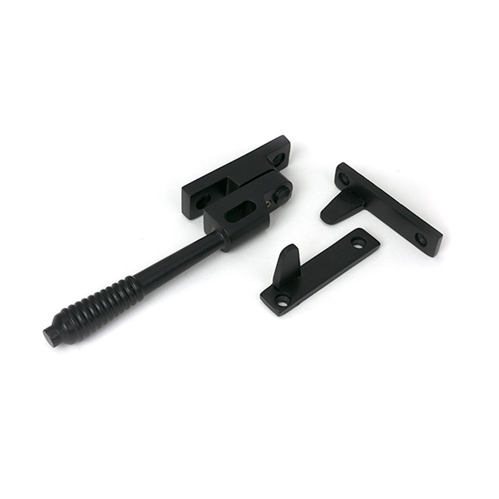 High quality images of the From The Anvil - Matt Black Night-Vent Locking Reeded Fastener | Sku. Anvil-52525 | available to order from Trade Door Handles, quick delivery at discounted prices.