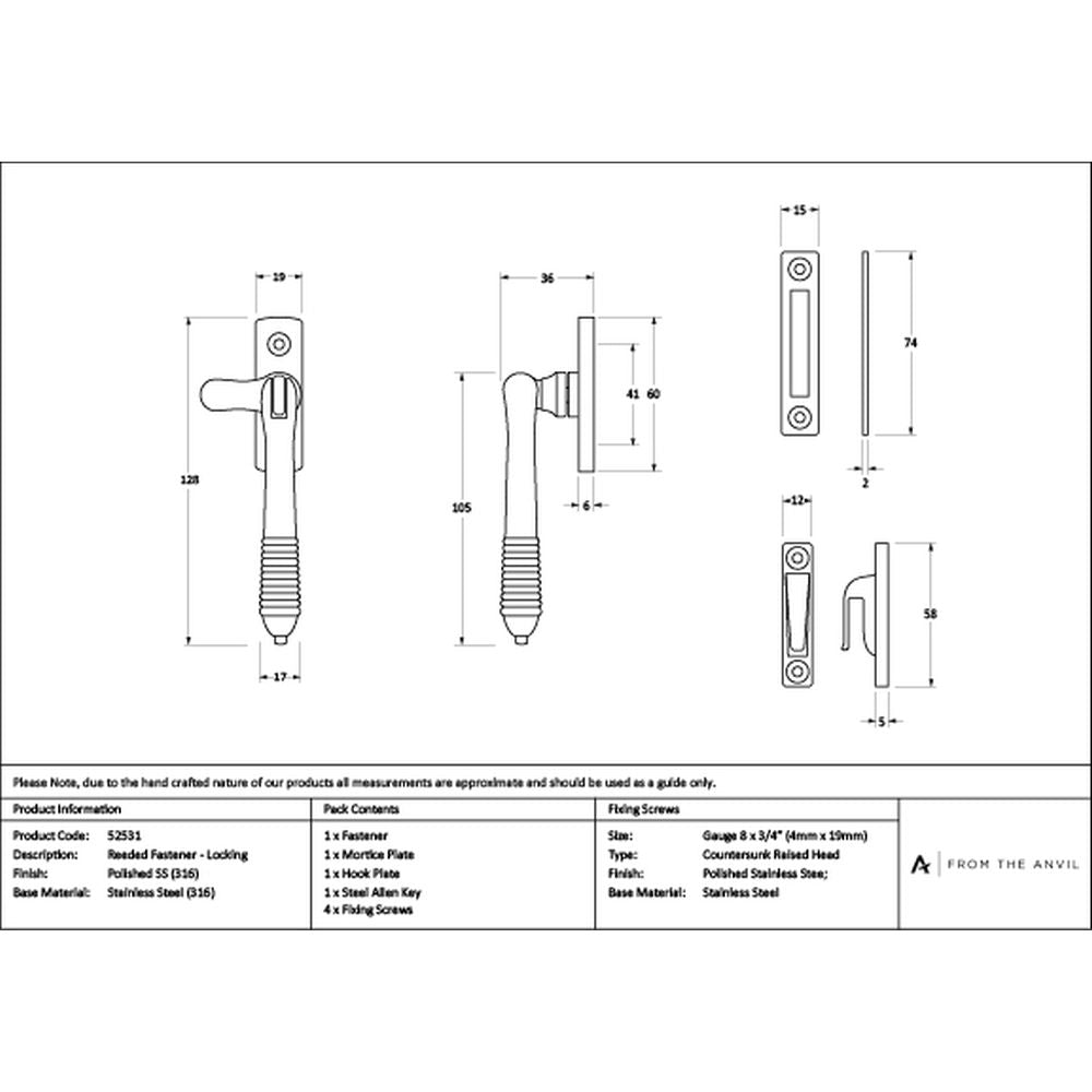 High quality images of the From The Anvil - Polished Marine SS (316) Locking Reeded Fastener | Sku. Anvil-52531 | available to order from Trade Door Handles, quick delivery at discounted prices.