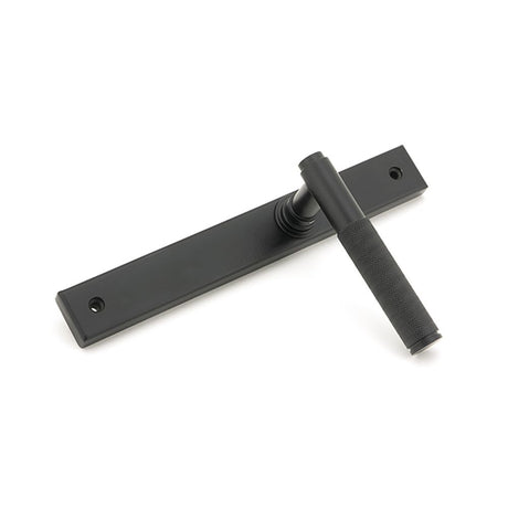 High quality images of the From The Anvil - Matt Black Brompton Slimline Lever Espag. Latch Set | Sku. Anvil-52540 | available to order from Trade Door Handles, quick delivery at discounted prices.