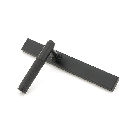 High quality images of the From The Anvil - Matt Black Brompton Slimline Lever Espag. Latch Set | Sku. Anvil-52540 | available to order from Trade Door Handles, quick delivery at discounted prices.