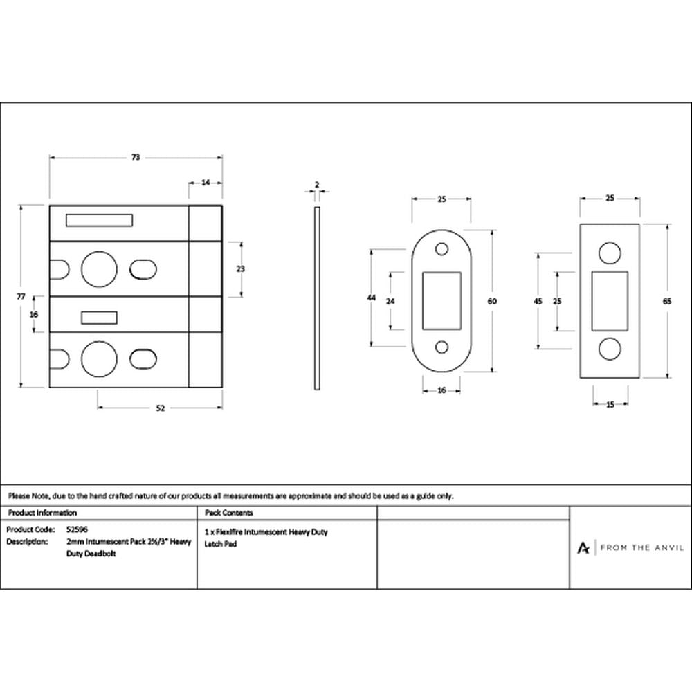 High quality images of the From The Anvil - 2mm Intumescent Pack for Anvil 2Â½" & 3" Heavy Duty Deadbolts (FD 60) | Sku. Anvil-52596 | available to order from Trade Door Handles, quick delivery at discounted prices.
