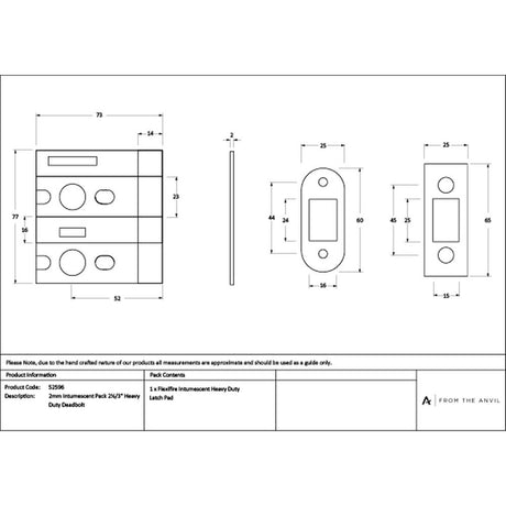 High quality images of the From The Anvil - 2mm Intumescent Pack for Anvil 2Â½" & 3" Heavy Duty Deadbolts (FD 60) | Sku. Anvil-52596 | available to order from Trade Door Handles, quick delivery at discounted prices.
