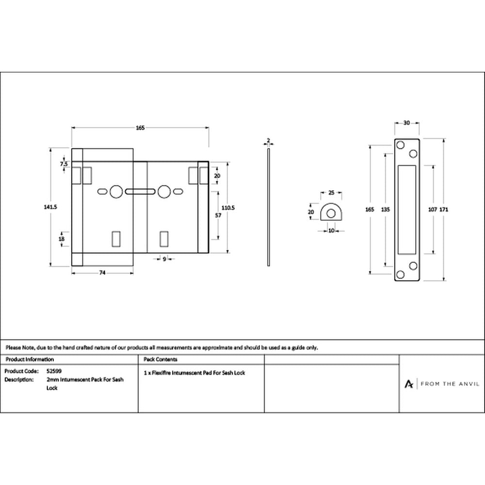 High quality images of the From The Anvil - 2mm Intumescent Pack for Anvil Sash Locks (FD 60) | Sku. Anvil-52599 | available to order from Trade Door Handles, quick delivery at discounted prices.