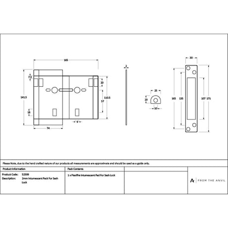 High quality images of the From The Anvil - 2mm Intumescent Pack for Anvil Sash Locks (FD 60) | Sku. Anvil-52599 | available to order from Trade Door Handles, quick delivery at discounted prices.