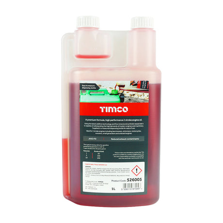 This is an image of Timco - 2 Stroke Engine Oil 1L (1 Each Bottle) PCS526005
