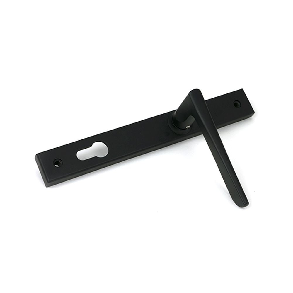 High quality images of the From The Anvil - Matt Black Eaton Slimline Lever Espag. Lock Set | Sku. Anvil-52606 | available to order from Trade Door Handles, quick delivery at discounted prices.