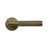 High quality images of the From The Anvil - Burnished Brass Brompton Lever on Rose Set (Art Deco) - Unsprung | Sku. Anvil-52637 | available to order from Trade Door Handles, quick delivery at discounted prices.