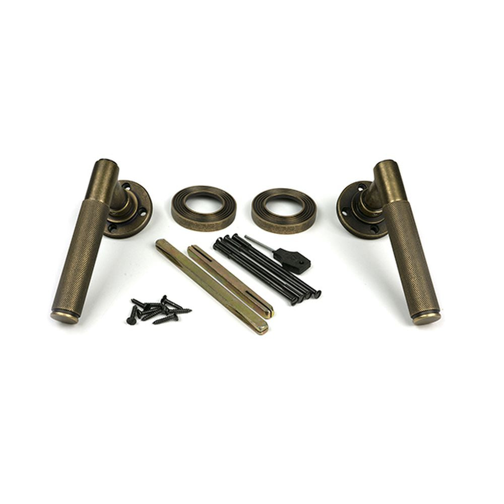 High quality images of the From The Anvil - Burnished Brass Brompton Lever on Rose Set (Beehive) - Unsprung | Sku. Anvil-52638 | available to order from Trade Door Handles, quick delivery at discounted prices.
