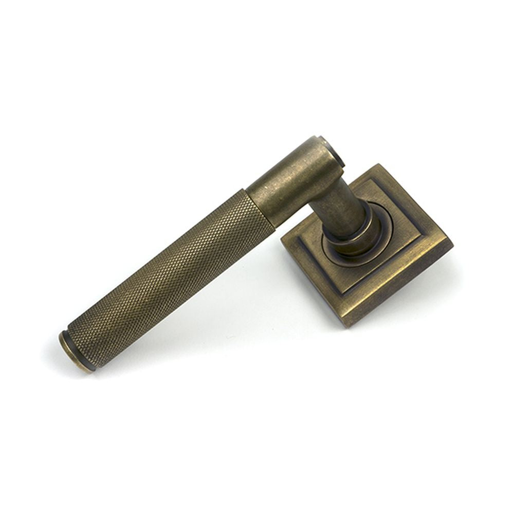 High quality images of the From The Anvil - Burnished Brass Brompton Lever on Rose Set (Square) - Unsprung | Sku. Anvil-52639 | available to order from Trade Door Handles, quick delivery at discounted prices.