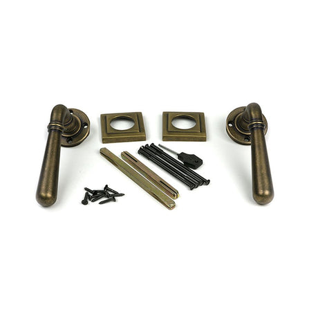 High quality images of the From The Anvil - Burnished Brass Newbury Lever on Rose Set (Square) - Unsprung | Sku. Anvil-52643 | available to order from Trade Door Handles, quick delivery at discounted prices.